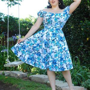 Blue Flower Print Little Jun Skirt
